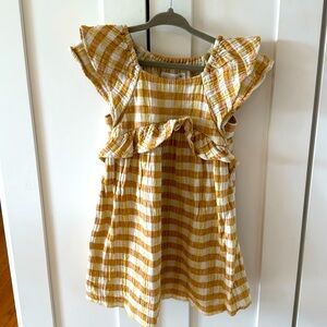 Zara girls dress yellow gingham pattern, 2-3 years used good condition